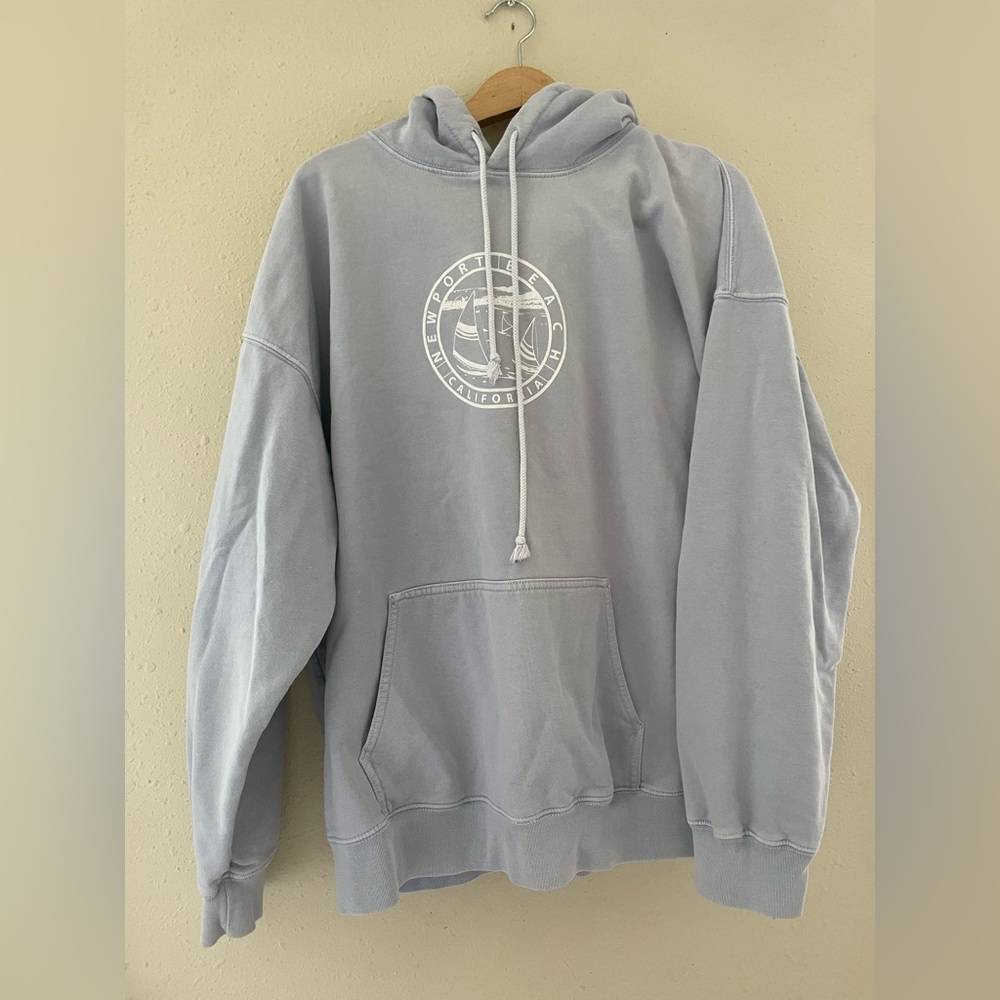 John Galt Brandy Melville Newport Beach Hooded Sweatshirt Blue Oversized OS
